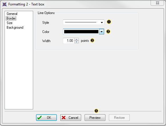 图T5.11  Formatting Text Box Dialog -- Border Category (格式化文本框对话框 - 边框类别选项)